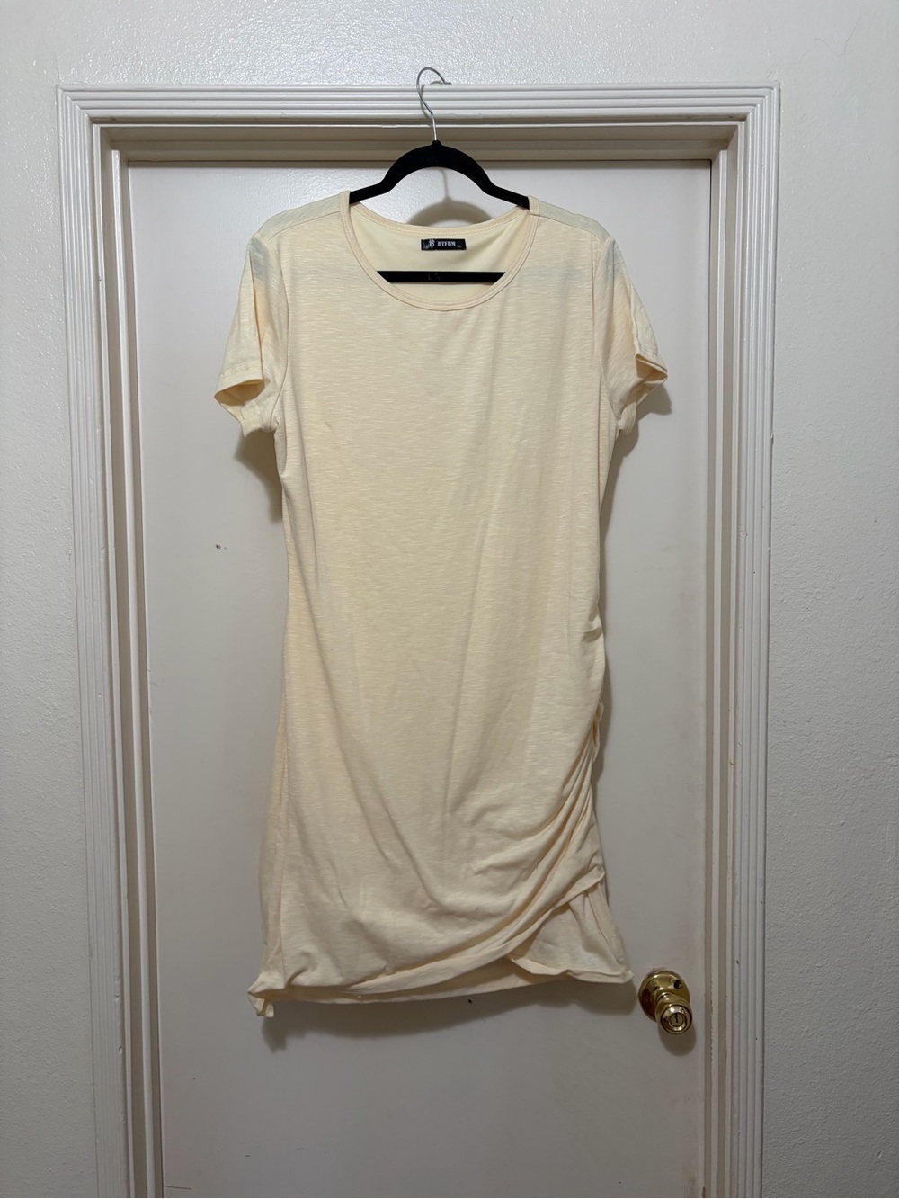 BTFBM YELLOW RUCHED BODYCON WRAP MINI DRESS SIZE XL